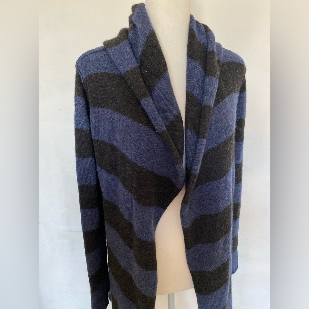 Vince Navy and Black Striped Cardigan wool alpaca & cashmere blended size s - Picture 4 of 10